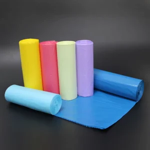 Plastic 13-Gallon Yellow PE Flat Trash Garbage Bag Strong Shrink Packaging for Roll Small Mid-Size with Custom Logo