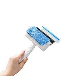Plastic Bathroom Wall and Tile Cleaning Brush with Double Sided Glass Squeegee for Household Windows and Mirrors