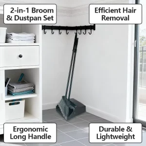 Plastic Broom and Dustpan Set for Shopping Malls and Public Places