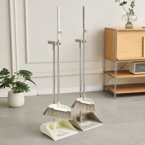 Plastic Broom and Dustpan Set with Long Handle for Cleaning