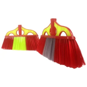 Plastic Broom and Dustpan Set with Wooden Handle and Flagged Bristles
