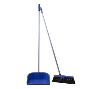 Plastic Broom and Dustpan with Long Handle Soft PP Broom Head for Indoor and Outdoor Sweeping