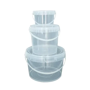 Plastic Bucket 500ml-25L Clear Round Buckets with Lids and Handle Food Grade Packing Barrel