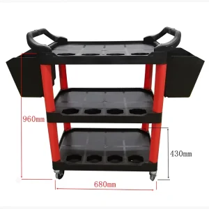 Plastic Car Detailing Cart with Wheels and 300 lb Load Capacity for Car Washing Service