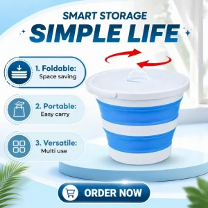 Plastic Collapsible Folding Bucket Round Outdoor Waterproof Lightweight Eco-Friendly Portable for Fishing Beach Home Cleaning