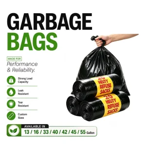 Plastic Disposable Bags with Handles Supplies Heavy Duty Rubbish Bags Bin Liner Trash Holder Manufacturer Garbage Bag