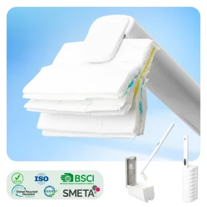 Plastic Disposable Toilet Bowl Cleaning Brush Set with Holder and Cleansing Agent Refills