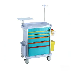 Plastic Durable Lightweight Multi Function Emergency Rescue Cart Pushcart for Hospital Hotel Mall Workshop Use 5 Drawers 4