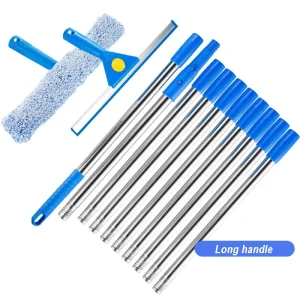 Plastic Glass Squeegee Extension Pole Hotel Specific Eco Friendly Cleaning Tool Stainless Steel Handle for High Rise