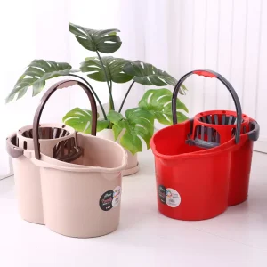 Plastic Hand-Press Water-Squeezing Spin-Dry Mop Bucket, Thickened Large-Capacity Design for Household Cleaning