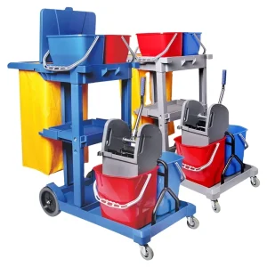 Plastic Hotel Janitor Cart with Housekeeping and Utility Storage