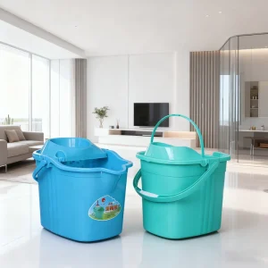 Plastic Mop Cleaning Bucket with Wringer and Handle for Washing and Drying