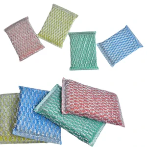 Plastic Polyester Dishwashing Sponge Scouring Pads for Kitchen and Home Use