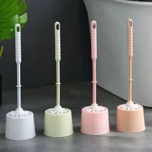 Plastic Round Toilet Brush Holder Set for Bathroom