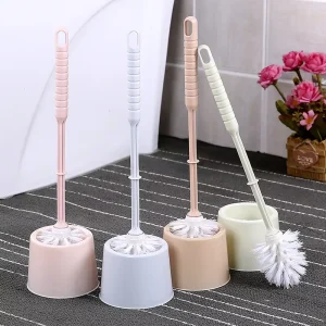 Plastic Round Toilet Brush and Holder Set for Bathroom