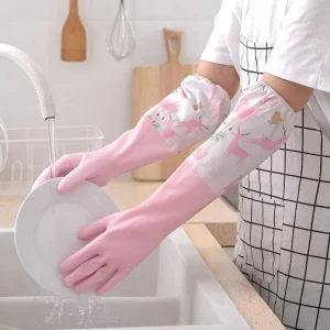 Plastic Rubber Dishwashing and Household Cleaning Gloves Waterproof Non-Slip