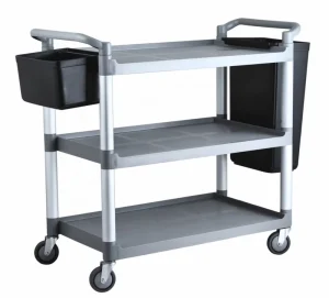 Plastic Service Cart Double Bucket Commercial Housekeeping Hotel Janitorial Collect Cleaning Trolley LFGB Certified