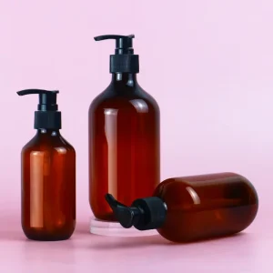 Plastic Shampoo Bottle 280ml 480ml Frosted Round Shoulder PET Hand Sanitizer Brown Body Wash Bottle Press Pump Lotion Bottles