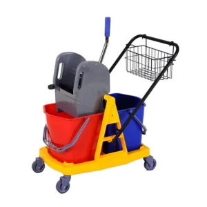 Plastic Swabber Bucket Service Cart Floor Cleaning Mop Down Press Double Wringer Trolley