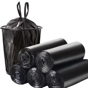 Plastic T shirt Garbage Bag Valve HDPE Material Offset Printing 10L Capacity 46x63cm Black Large Size Outdoor Trash Bag China