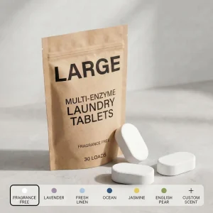 Plastic free Liquid Alternative Enzymes Targeted Cleaning Laundry Detergent Tablets