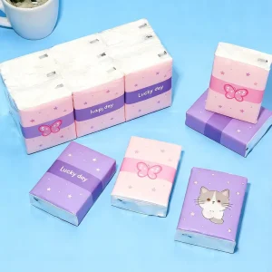 Pocket Tissue Packs Daily Cleansing Smooth Surface Customized Printing Pocket Tissue Paper 12.5gx4ply 205*205mm