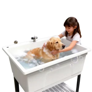 Portable 118-Liter White Freestanding Utility Sink and Laundry Tub with Soap Dispenser for Home Camping and Bathroom