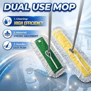 Portable 360-Degree Rotating Mop with Quick-Wringing Stainless Steel and Aluminum Pole