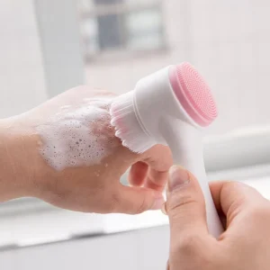 Portable 3D 2-in-1 Silicone Facial Cleansing Brush Double-Sided Deep Pore Makeup Removal Face Wash Tool