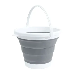 Portable 5L Collapsible Steel-Frame Basin Durable Plastic Bucket for Outdoor Water Usage for Camping Fishing Beach Sand Play