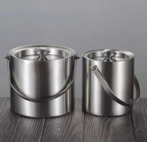 Portable Double Ice Buckets Beverage Tubs Straight Tube Handheld Ice Bucket Wine Bucket