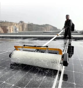 Portable Electric Solar Panel Cleaning Kit Lithium Iron Phosphate Battery Roller Brush Telescopic Cleaning Pole 10m 24V 26AH
