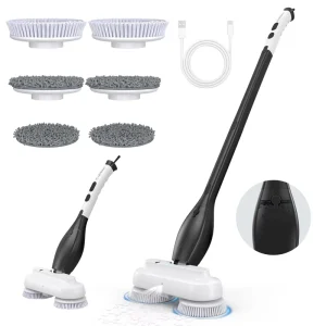 Portable Electric Spin Scrubber Cordless Power Scrubber for Hard Floors Tile and Grout Cleaning with 60 Mins Runtime