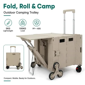 Portable Foldable Camping Wagon Large Capacity Waterproof Eco Friendly Outdoor Storage Pull Cart with Support Frame