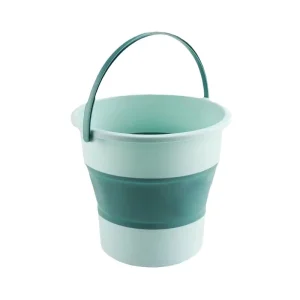 Portable Foldable Plastic Waterproof Buckets for Car Wash Outdoor Fishing Beach Use Camping Home 10L Eco-Friendly Green