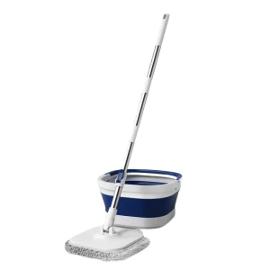 Portable Foldable Rotating Mop Hands Free Washing and Strong Water Absorption for Household Floor Cleaning