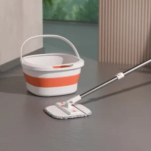 Portable Foldable Steel Water Bucket Mop with High Capacity and Self-Wringing Handle