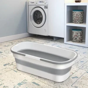 Portable Folding Bucket Household Mop Large Rectangular Handheld Pulley with Silicone for Cross Border Storage Plastic Material