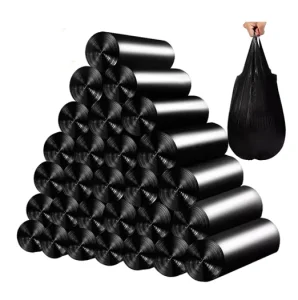 Portable HDPE Thickened Drawstring Garbage Bag 75pcs per Pack Trash Rubbish Refuse Kitchen Plastic Packaging Bag