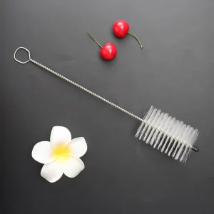 Portable Handheld Cleaning Brush Plastic Handle Nylon Bristles 10g Straw Bottle SJ 32896