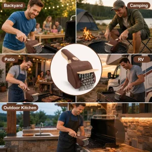 Portable Handheld Electric BBQ Grill Brush, 700RPM Rotating, Cordless, with Stainless Steel Bristles