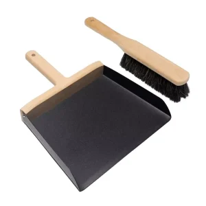Portable High Quality Wooden Handle Big Broom and Dustpan Stainless Steel Metal Broomstick for Cleaning and Mopping