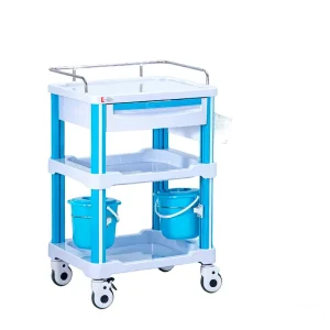 Portable Hospital Medical Treatment Cart with Aluminum Alloy ABS Plastic Construction and 4 Castors for Hotels