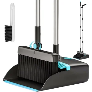 Portable Household Broom Set with Stainless Steel Handle Nylon Bristles Soft Broom and PP Dustpan