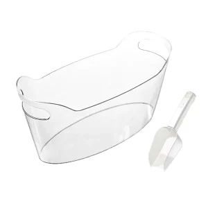 Portable Ice Bucket Container Beverage Tub for Cocktail Bar with Handle 6.5L Clear Ice Bucket for Parties
