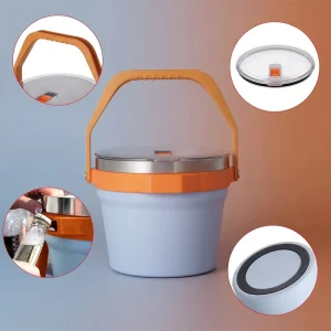 Portable Ice Bucket with Carry Handle Full Set Scoop Tongs Mini Container Leakproof Insulated Cooler Outdoor Party Travel Beach