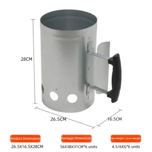 Portable Metal Charcoal Ignition Bucket for Outdoor Camping