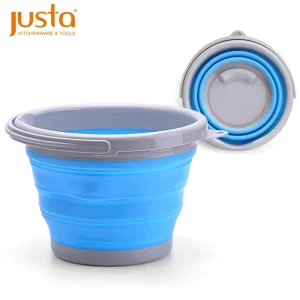 Portable Plastic Collapsible Water Bucket with Handle Silicone Folding Washing Bucket for Home and Office Use