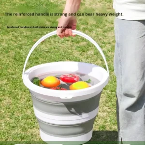 Portable Plastic Folding Bucket with Lid Waterproof 10L Eco-Friendly for Outdoor Car Travel Car Wash Student Dorm Use