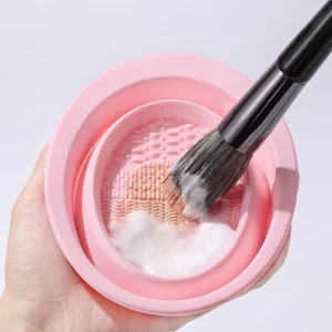 Portable Silicone Makeup Brush Cleaning Mat and Bowl, Various Sizes